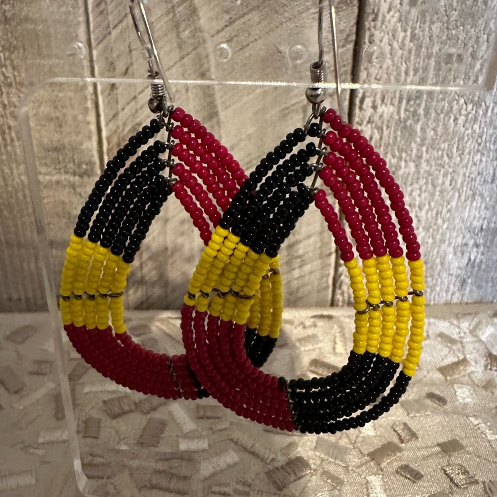 Handmade In Kenya African Glass Bead Earrings